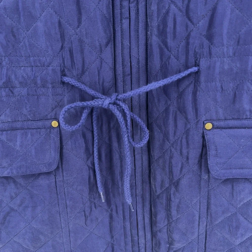 Vintage 90s August Silk Cobalt Purple Quilted Barn Jacket Field‎ Coat S